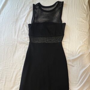 Black Midi Dress, sheer mid section